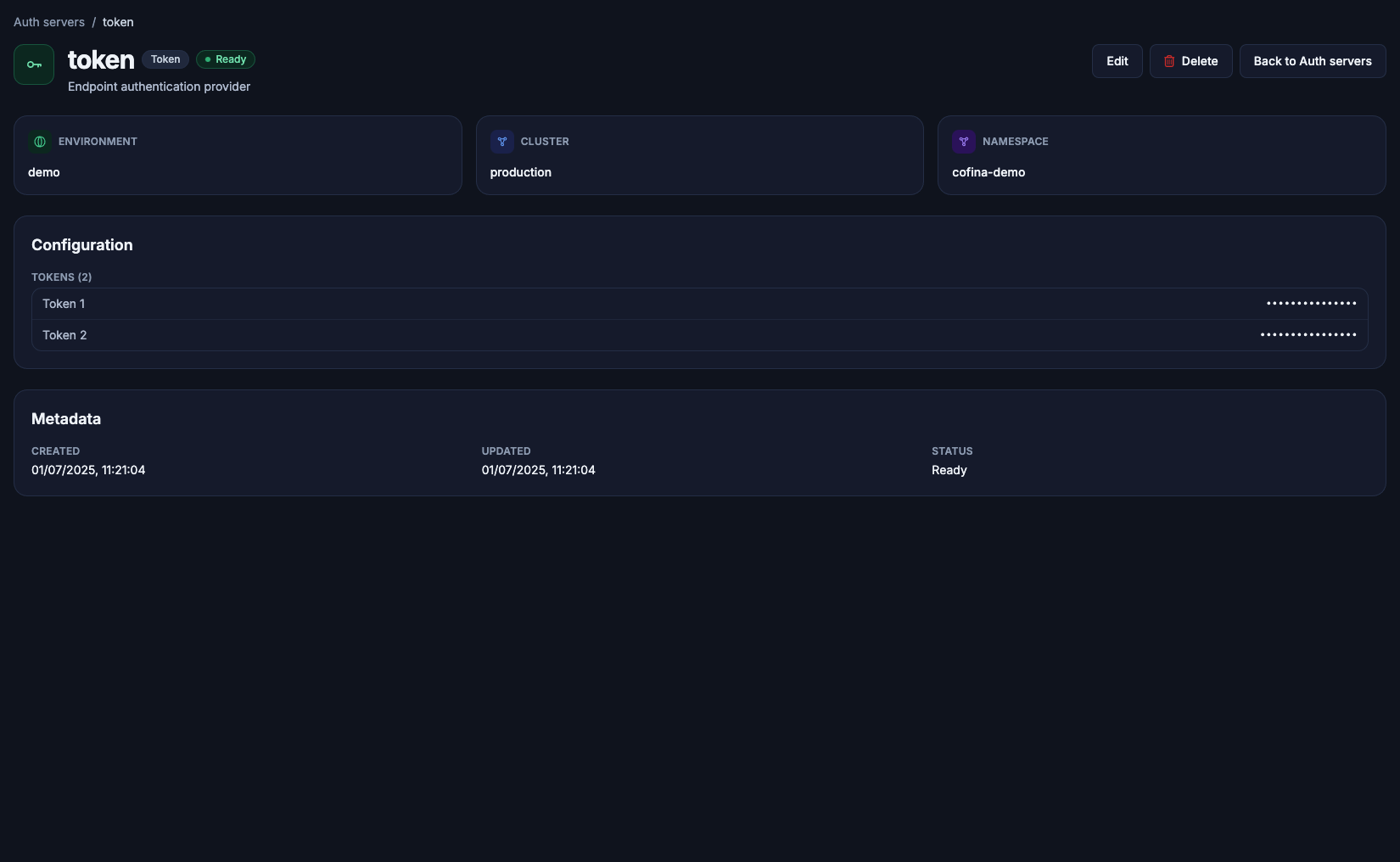 A token auth server
