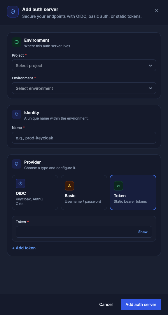 Static token fields