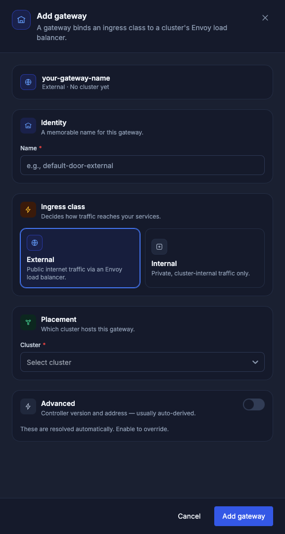 Add gateway drawer
