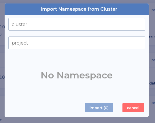 Import Namespaces form